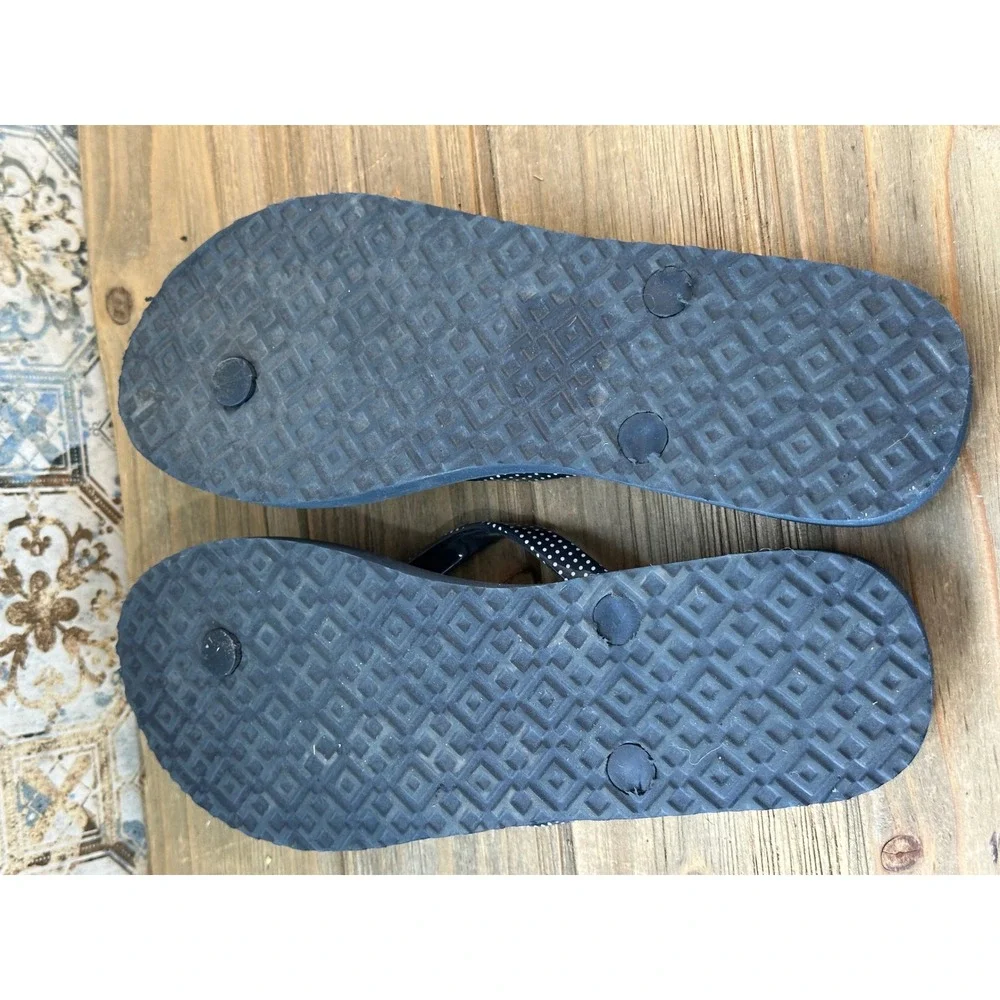 Tory Burch Flip Flops Floral Polka Dot Women Size 8 Blue Louge Classy